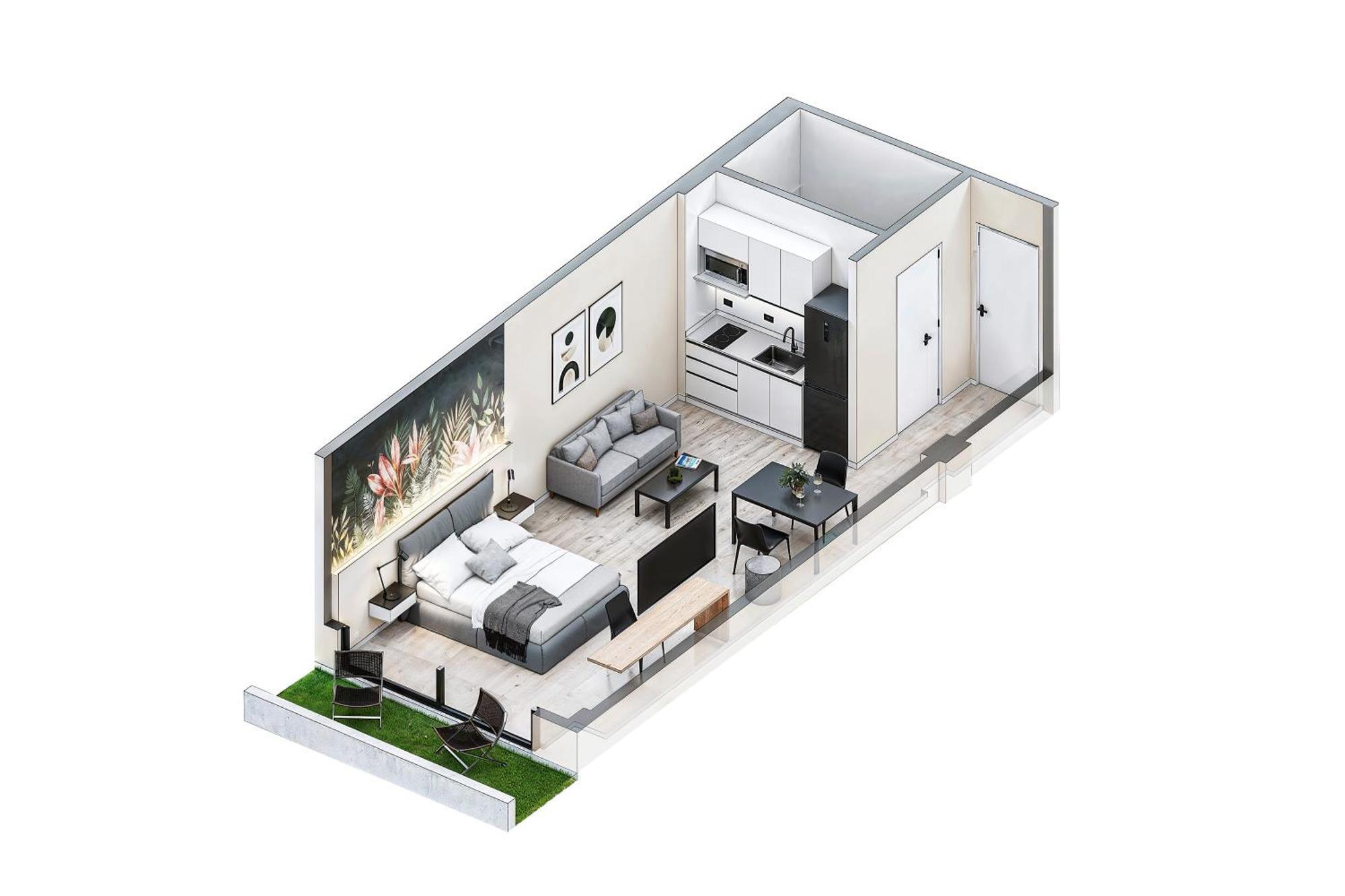 Studio Apartment Balcony